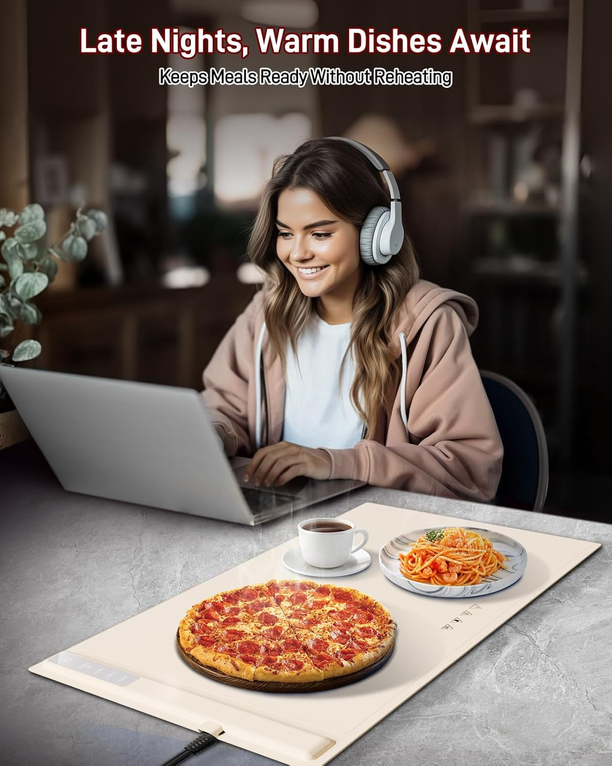 Food Warming Mat - Fast & Full Surface Heating, Silicone Heat Pad with 3 Adjustable Temperature Settings for Buffets Parties, Rollable Electric Warming Tray,Kitchen Heated Plate,Countertop Food Warmer