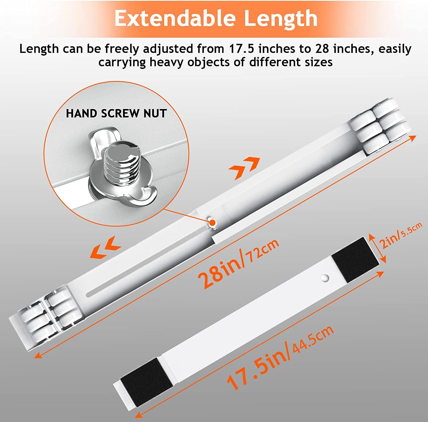 Furniture Washing Machine Dolly, Extendable Appliance Rollers Refrigerator Heavy Duty, Washing Machine Stand Wheels Fridge Appliance Dolly Movers Mobile Washer and Dryer Moving Base, White