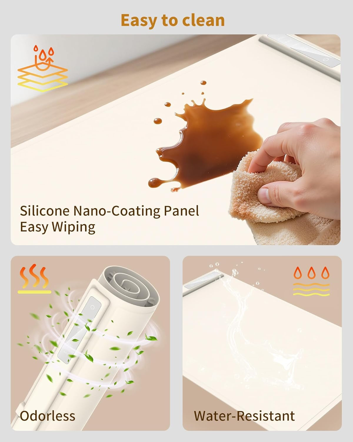 Food Warming Mat - Fast & Full Surface Heating, Silicone Heat Pad with 3 Adjustable Temperature Settings for Buffets Parties, Rollable Electric Warming Tray,Kitchen Heated Plate,Countertop Food Warmer