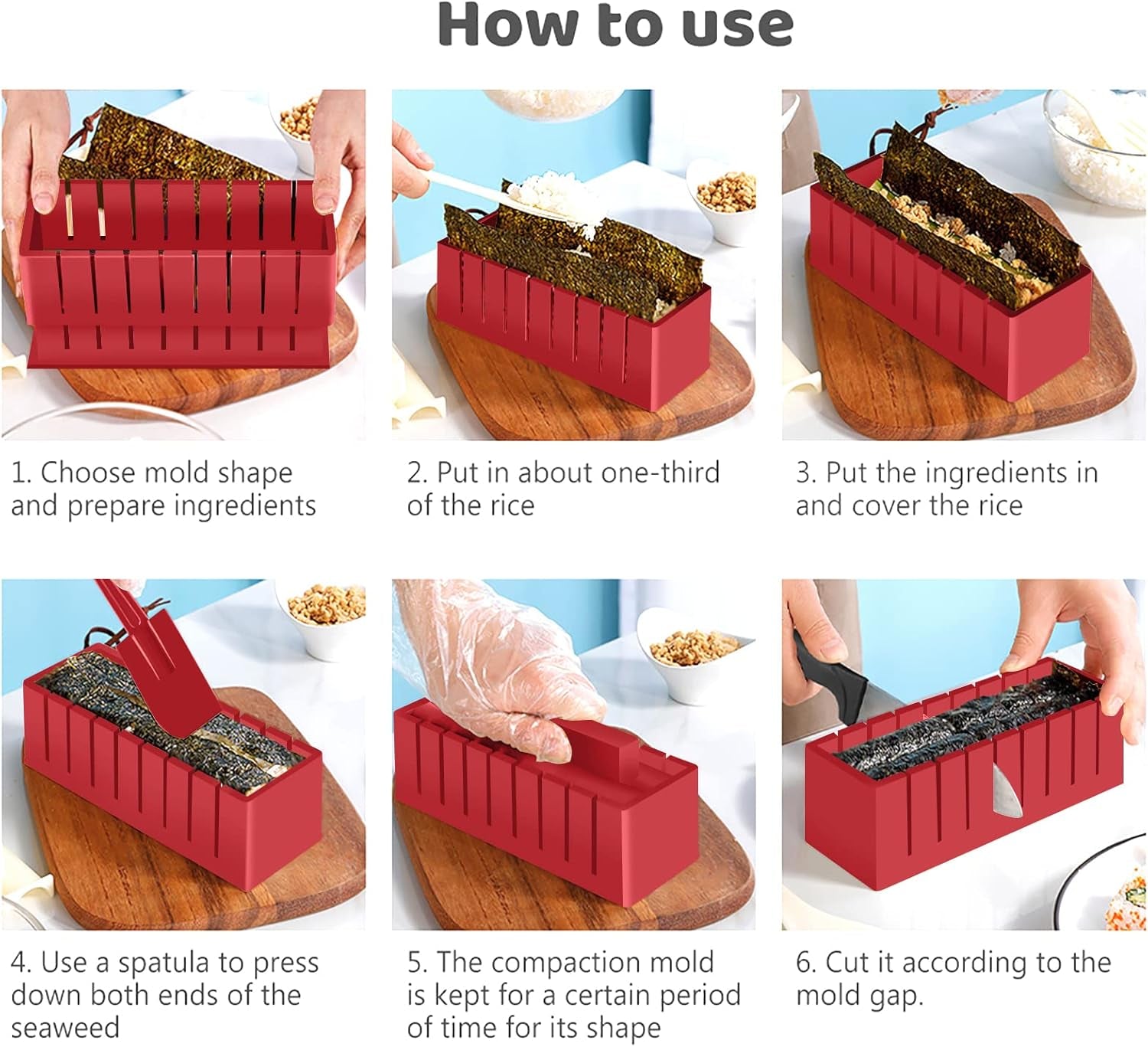 Sushi Making Kit Deluxe Edition Complete Sushi Maker Kit 12PCS Home Sushi Mold Press with Sushi Rice Roll Mold Shapes,Fork , Sushi Knife,Sushi Rolling Mat,Chopsticks