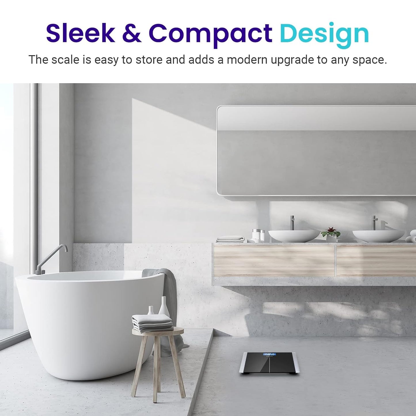 Bathroom Scale for Body Weight, Highly Accurate Digital Electronic Weighing Machine for People, LCD Display, Large Size, 6Mm Tempered Glass for Safe Home Use, Batteries Included, 400 Lbs