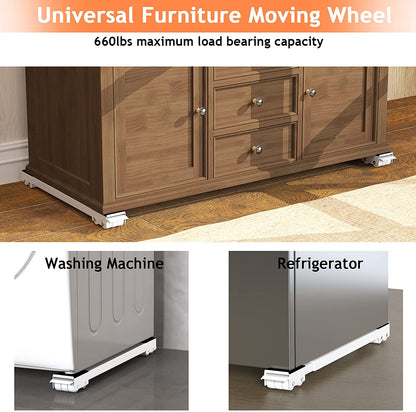 Furniture Washing Machine Dolly, Extendable Appliance Rollers Refrigerator Heavy Duty, Washing Machine Stand Wheels Fridge Appliance Dolly Movers Mobile Washer and Dryer Moving Base, White