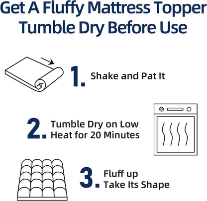 Mattress Topper Queen, Extra Thick Mattress Pad Cover, Plush Pillow Top, Deep Elastic Pocket, Black