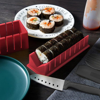 Sushi Making Kit Deluxe Edition Complete Sushi Maker Kit 12PCS Home Sushi Mold Press with Sushi Rice Roll Mold Shapes,Fork , Sushi Knife,Sushi Rolling Mat,Chopsticks