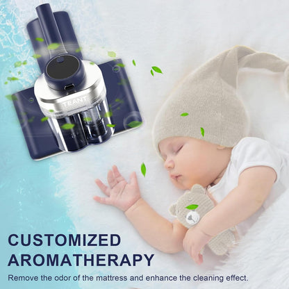 Mattress Vacuum Bed Vacuum Cleaner with 253.7Nm UV-C Light, Hyper Helix Motor with 16Kpa Strong Suction & 33000 Rpm/Min Tapping, HEPA Filter, 149℉ Heat & Ultrasonic & Anion for Bed and Pet