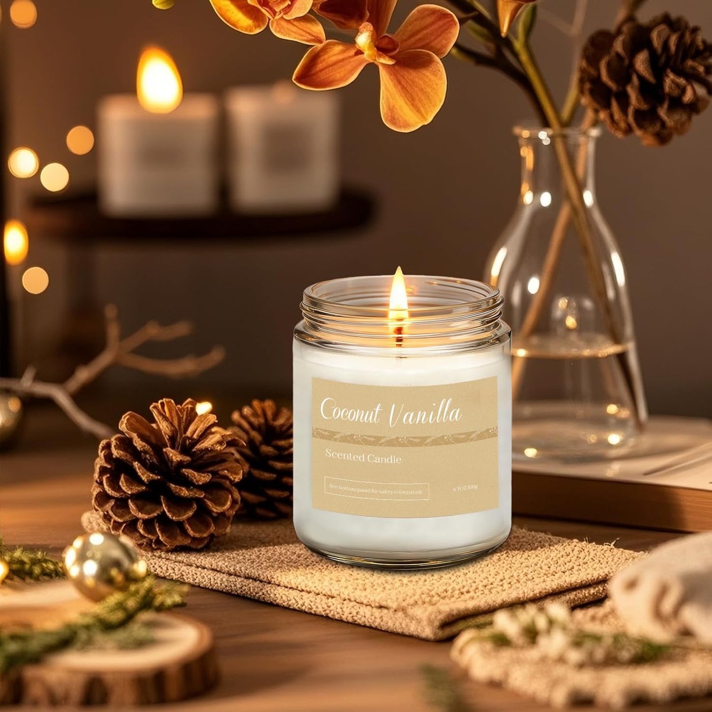 Christmas Candle Gift Set, 6 Natural Soy Wax Candles for Home, Long Burning Holiday Aromatherapy Set with Cinnamon Apple & Vanilla, Perfect Christmas Gifts for Women, Men, Friends & Family