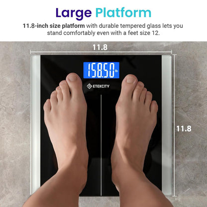 Bathroom Scale for Body Weight, Highly Accurate Digital Electronic Weighing Machine for People, LCD Display, Large Size, 6Mm Tempered Glass for Safe Home Use, Batteries Included, 400 Lbs