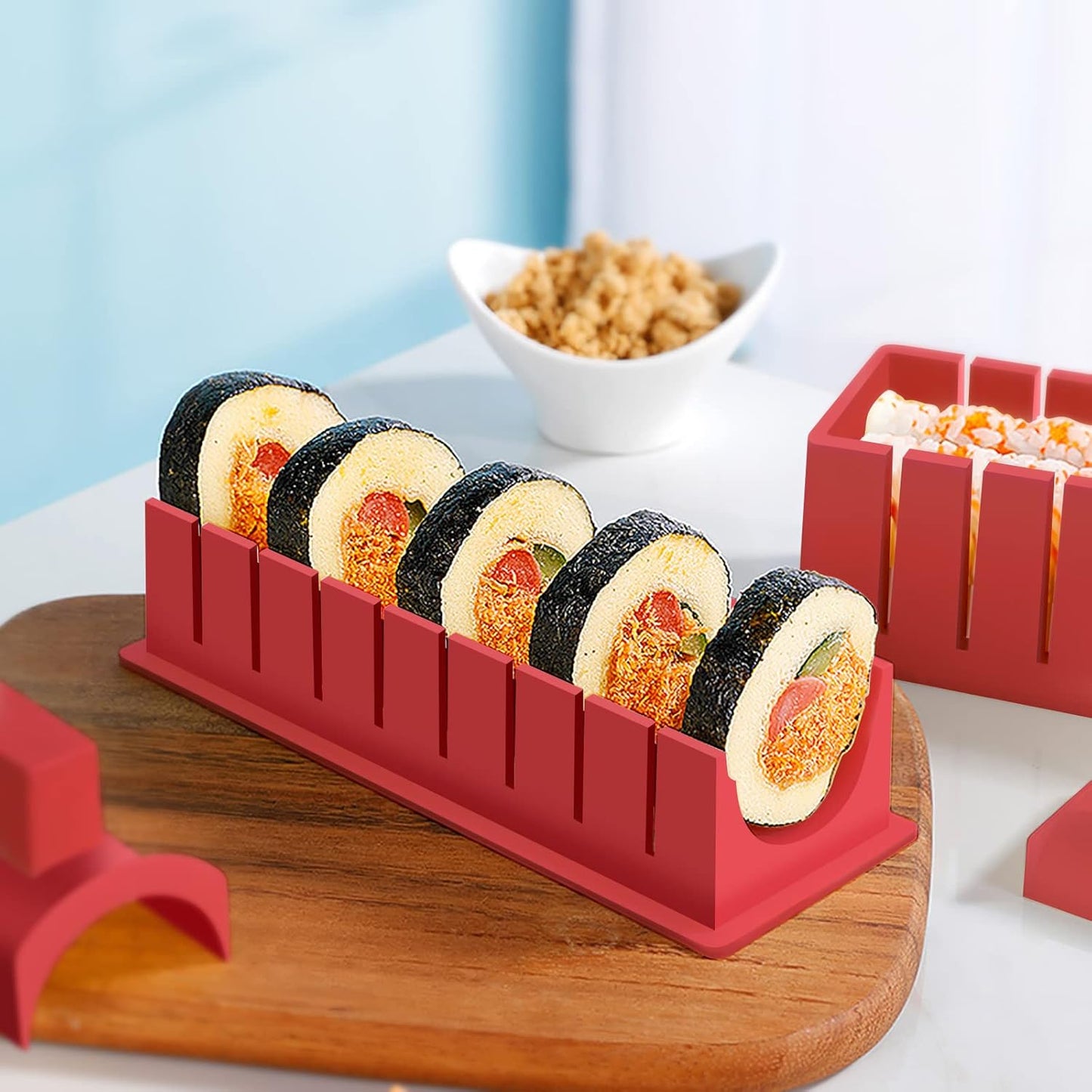 Sushi Making Kit Deluxe Edition Complete Sushi Maker Kit 12PCS Home Sushi Mold Press with Sushi Rice Roll Mold Shapes,Fork , Sushi Knife,Sushi Rolling Mat,Chopsticks